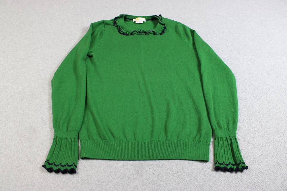 Boden Sweater Women 4 UK 8 Green Ruffle Cuff Bell Sleeve Wool Blend Twee Whimsy